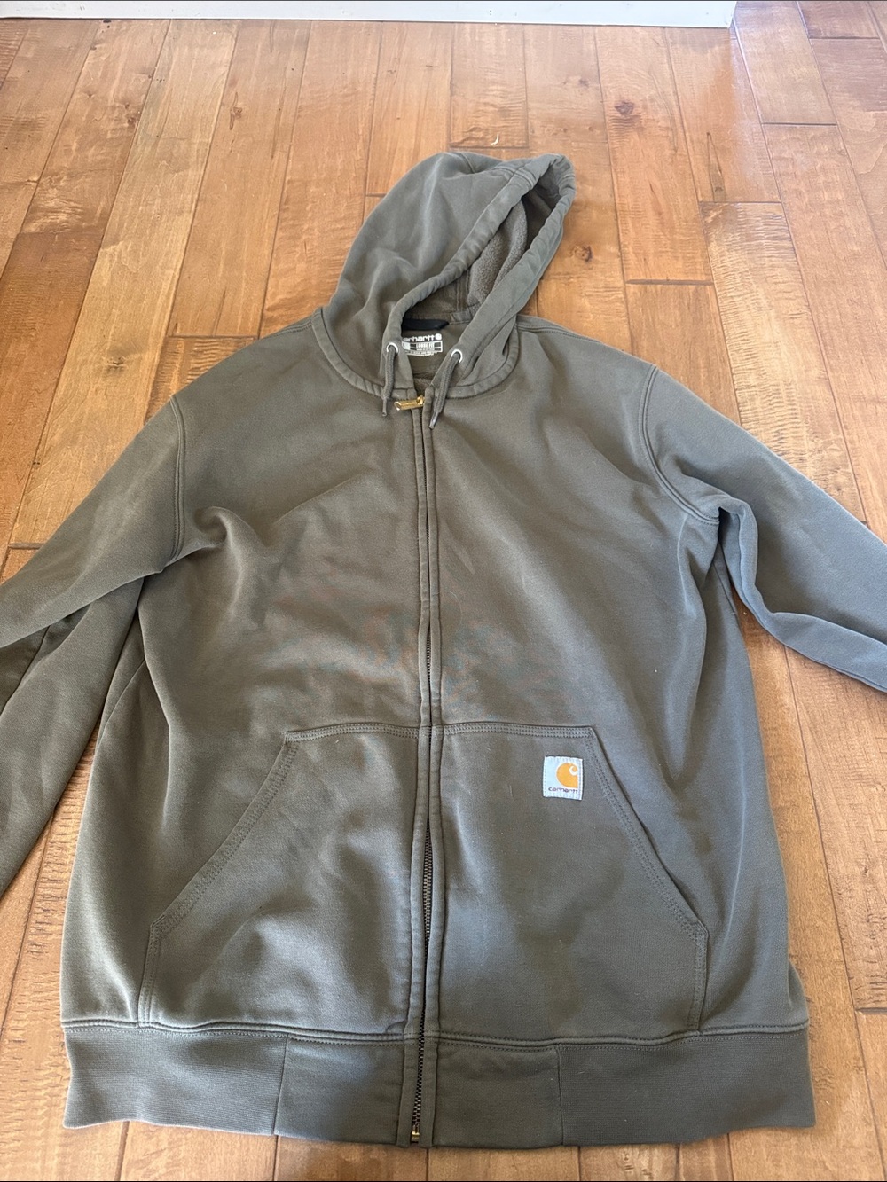 Carhartt Olive Green Hooded Full-Zip Sweatshirt Jacket